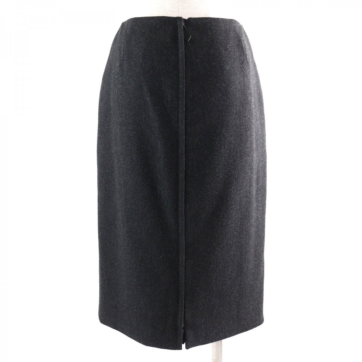 HERMES Tight Skirt Outer: 85% wool, Outer: 15% cashmere, Leather: cowhide, Lining: 100% silk Dark gray Women 36 Used