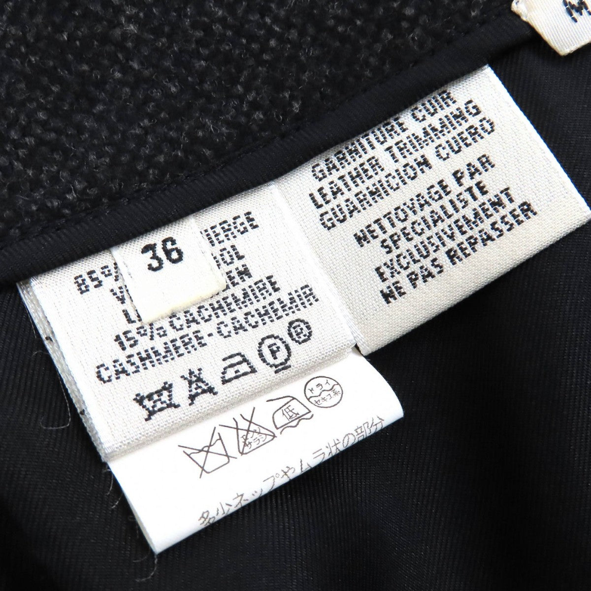 HERMES Tight Skirt Outer: 85% wool, Outer: 15% cashmere, Leather: cowhide, Lining: 100% silk Dark gray Women 36 Used