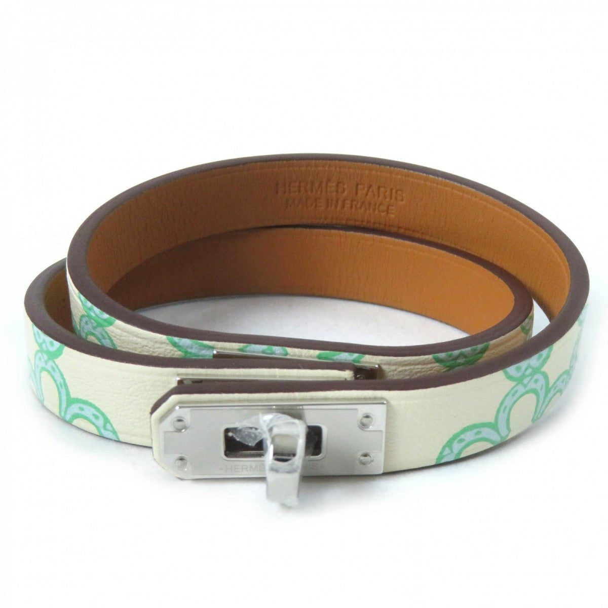 HERMES bracelet Main: Vaux Swift Green Ivory Mini kelly Doubletour Lucky Daisy Women Used