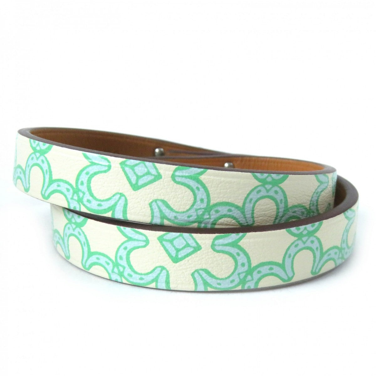 HERMES bracelet Main: Vaux Swift Green Ivory Mini kelly Doubletour Lucky Daisy Women Used