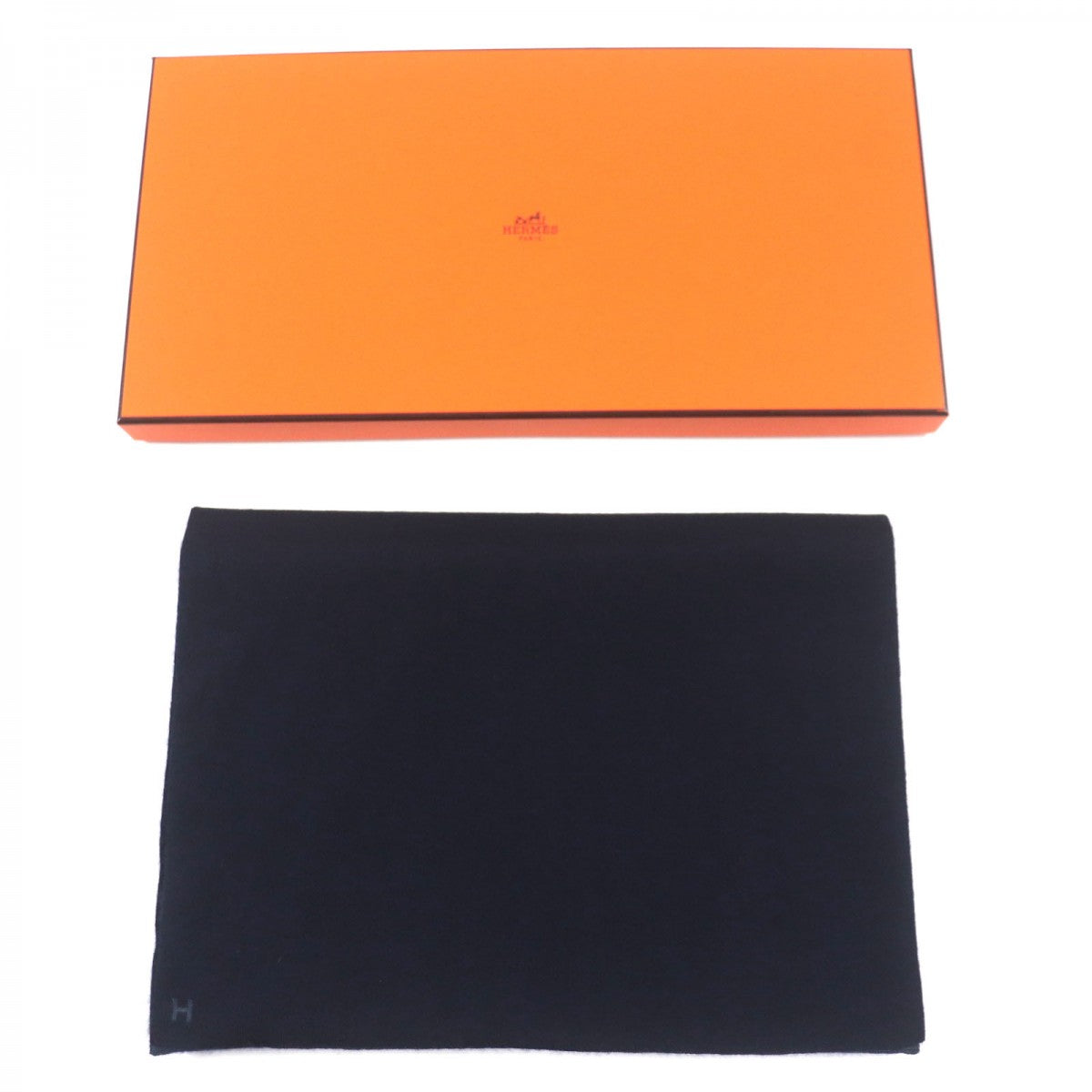 HERMES Scarf 733631T Main: 70% cashmere, Main: 30% silk MARINE ARDOISE Allertour mens Used