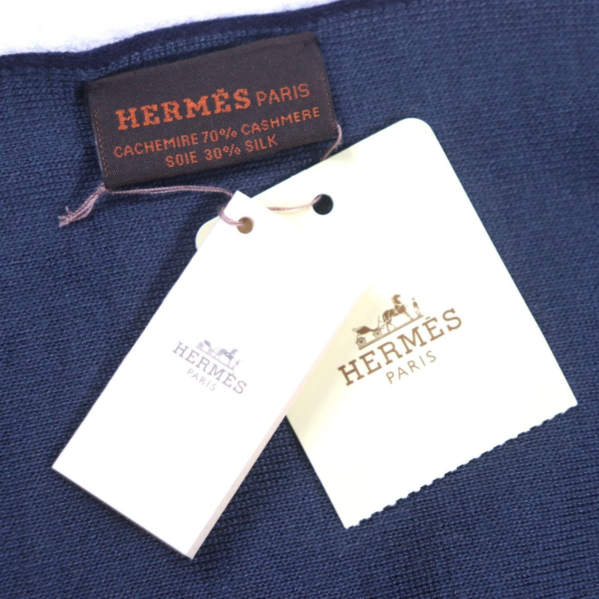 HERMES Scarf 733631T Main: 70% cashmere, Main: 30% silk MARINE ARDOISE Allertour mens Used
