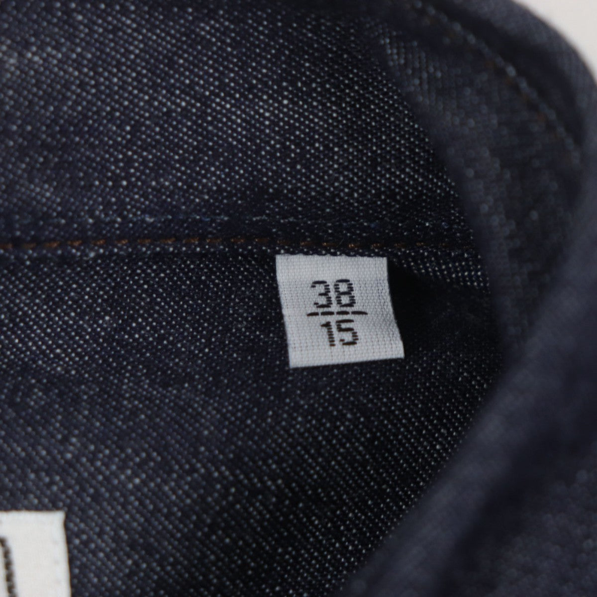 HERMES Long sleeve shirt Main: 100% cotton, Leather part: Sheepskin Indigo mens 38 Used