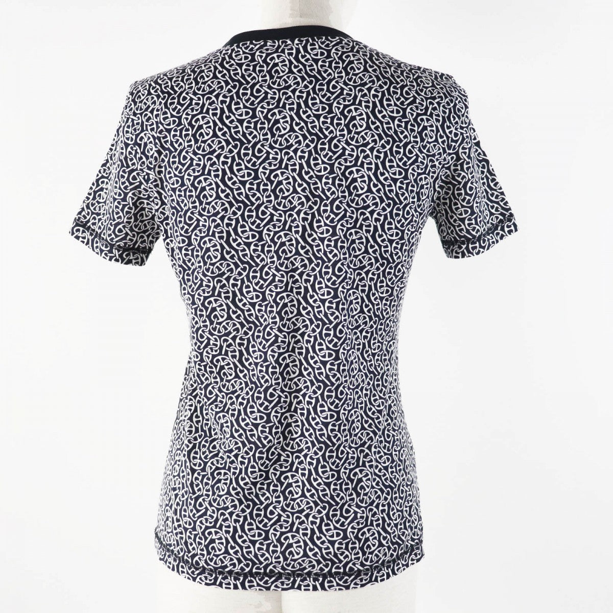 HERMES Short sleeve T-shirt 4E4620DB cotton Black White Naoussa Chaine Micro Naoussa Chaine 34