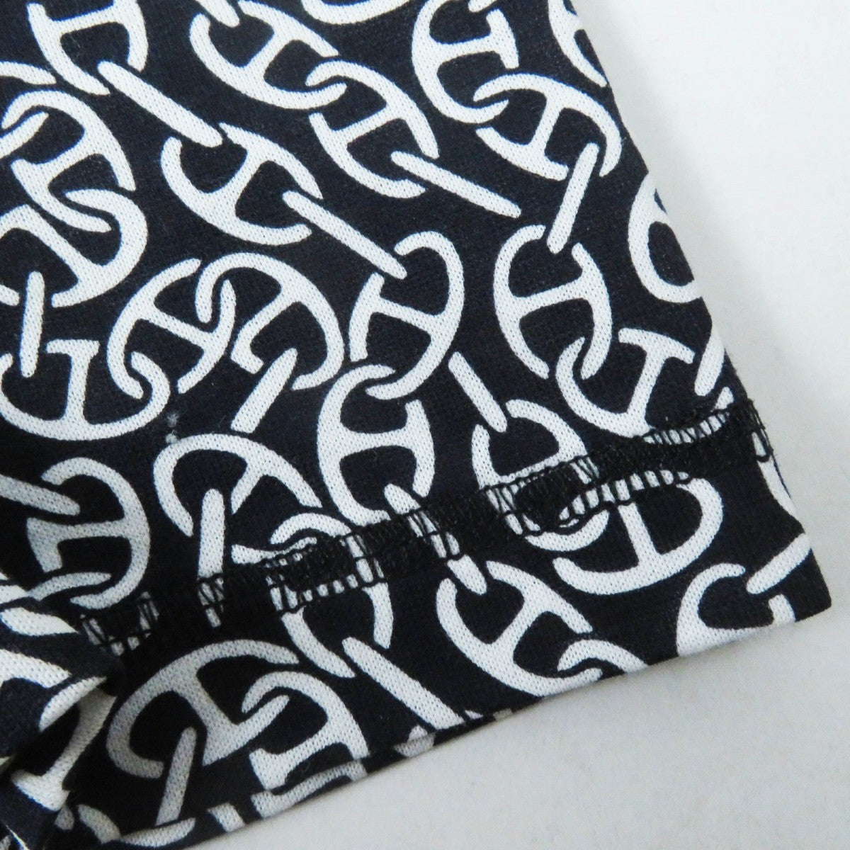 HERMES Short sleeve T-shirt 4E4620DB cotton Black White Naoussa Chaine Micro Naoussa Chaine 34