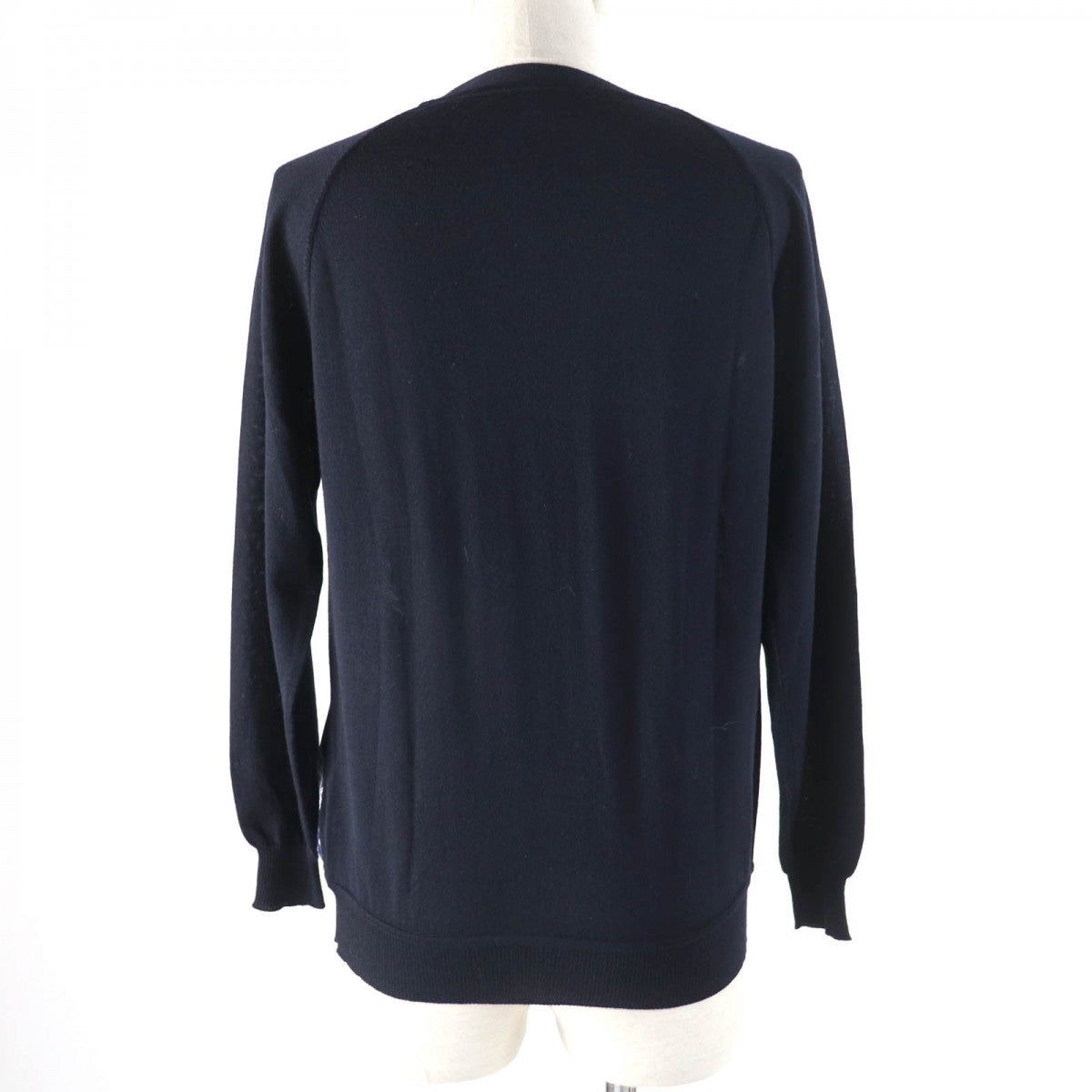 HERMES knit Main: 100% wool, Part: 100% silk Navy Eperon d'or Tellier Golden Spur Women 36 Used