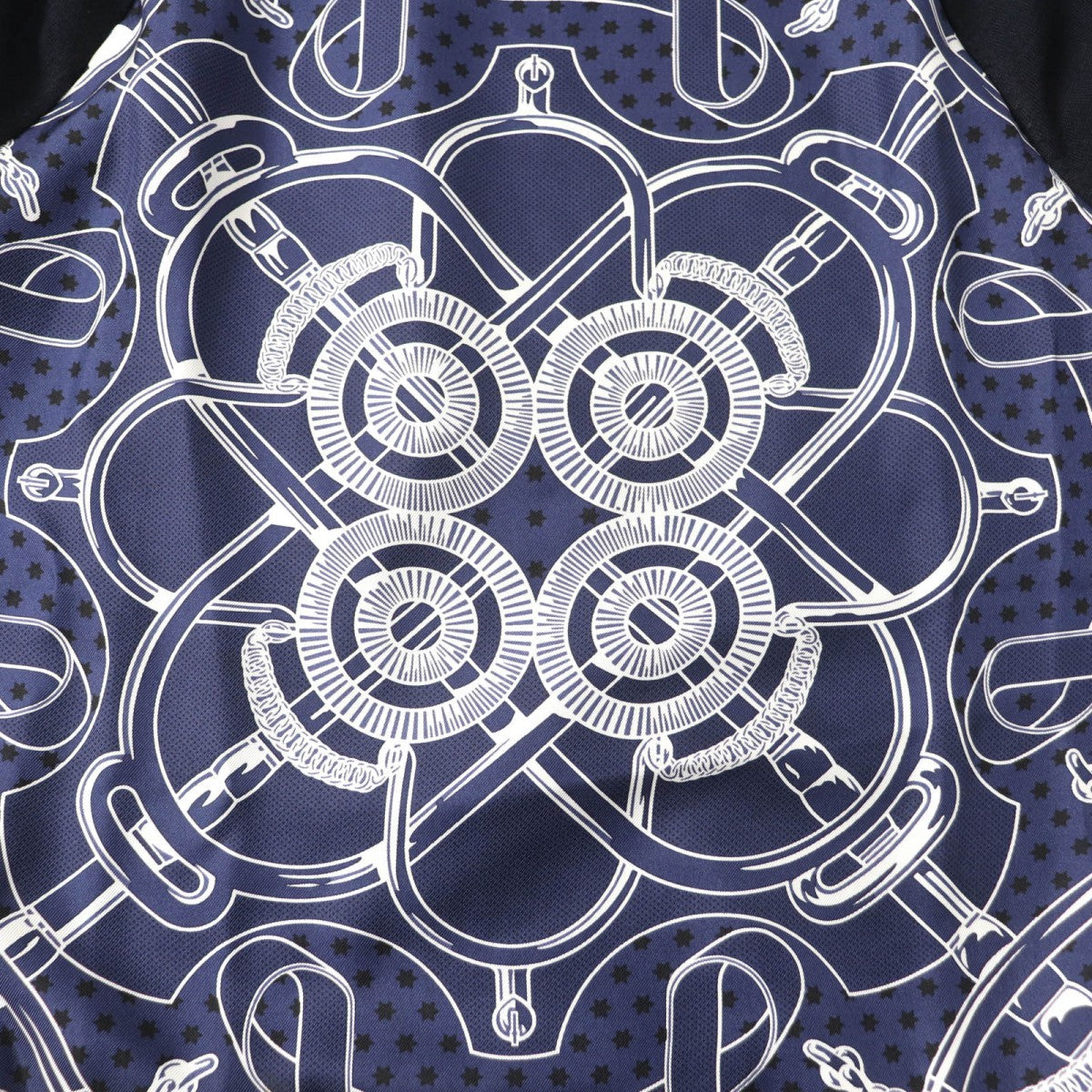 HERMES knit Main: 100% wool, Part: 100% silk Navy Eperon d'or Tellier Golden Spur Women 36 Used