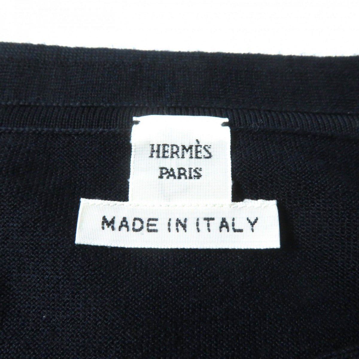 HERMES knit Main: 100% wool, Part: 100% silk Navy Eperon d'or Tellier Golden Spur Women 36 Used