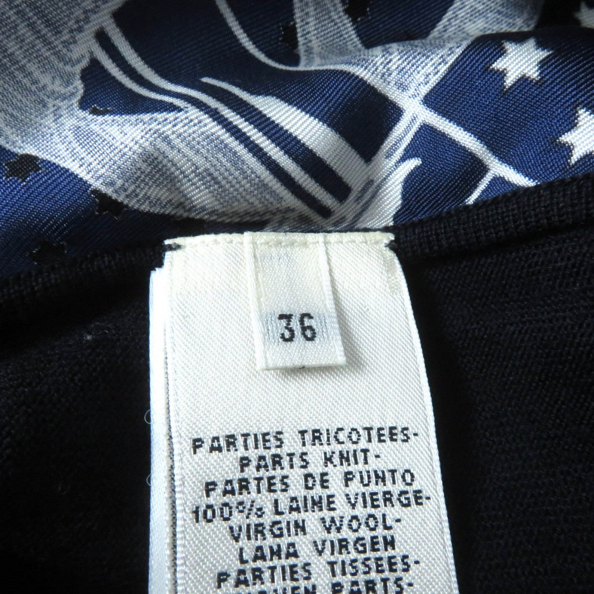 HERMES knit Main: 100% wool, Part: 100% silk Navy Eperon d'or Tellier Golden Spur Women 36 Used