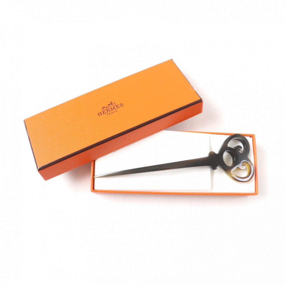 HERMES hair accessory Main: Buffalo horn Brown type Women Used