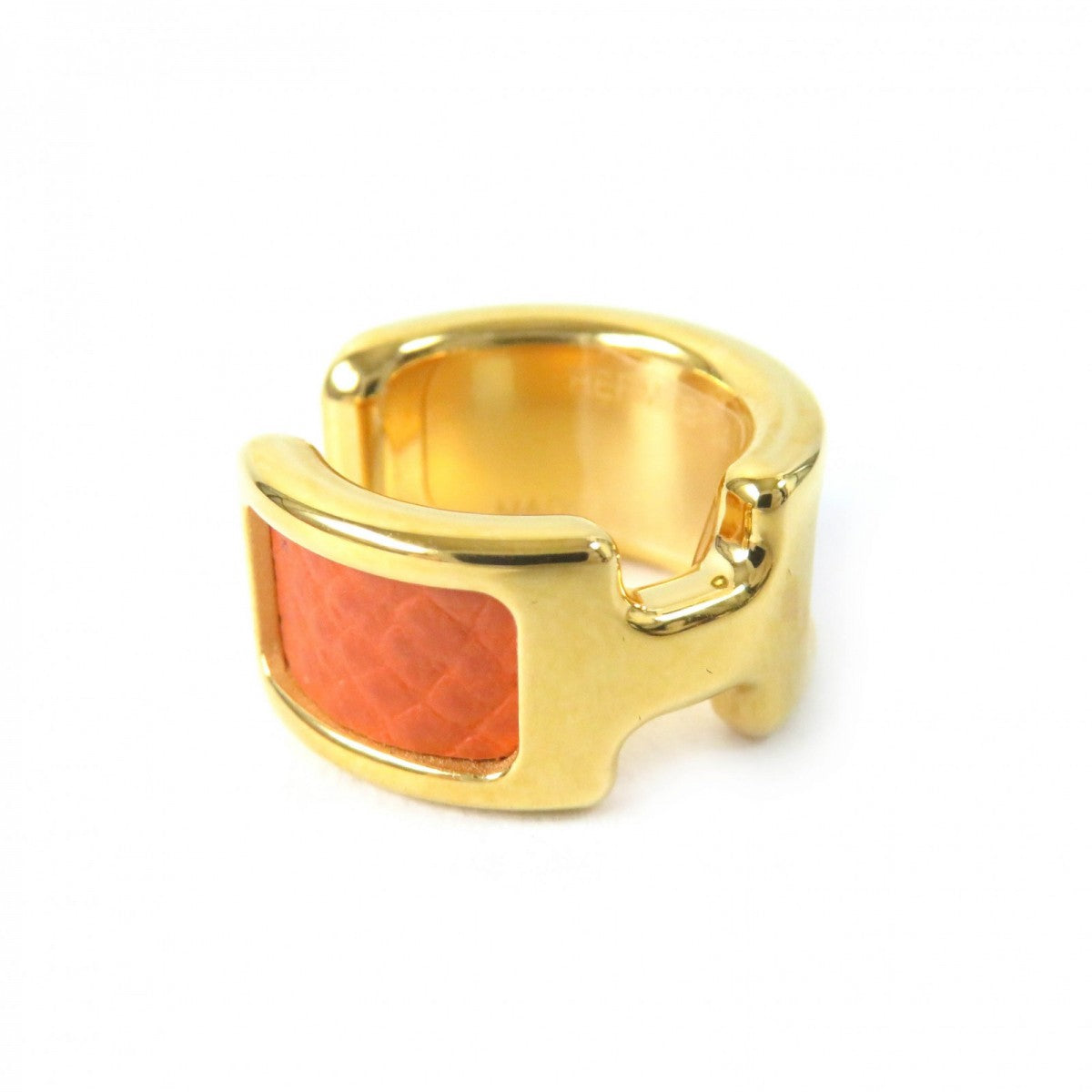 HERMES Earring Epsom Orange gold Olympe PM ear cuff Women Used