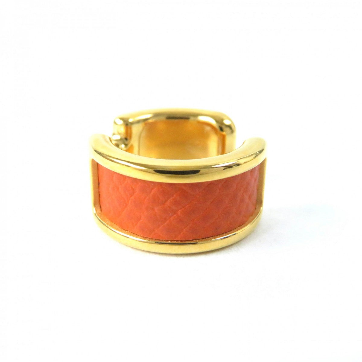 HERMES Earring Epsom Orange gold Olympe PM ear cuff Women Used