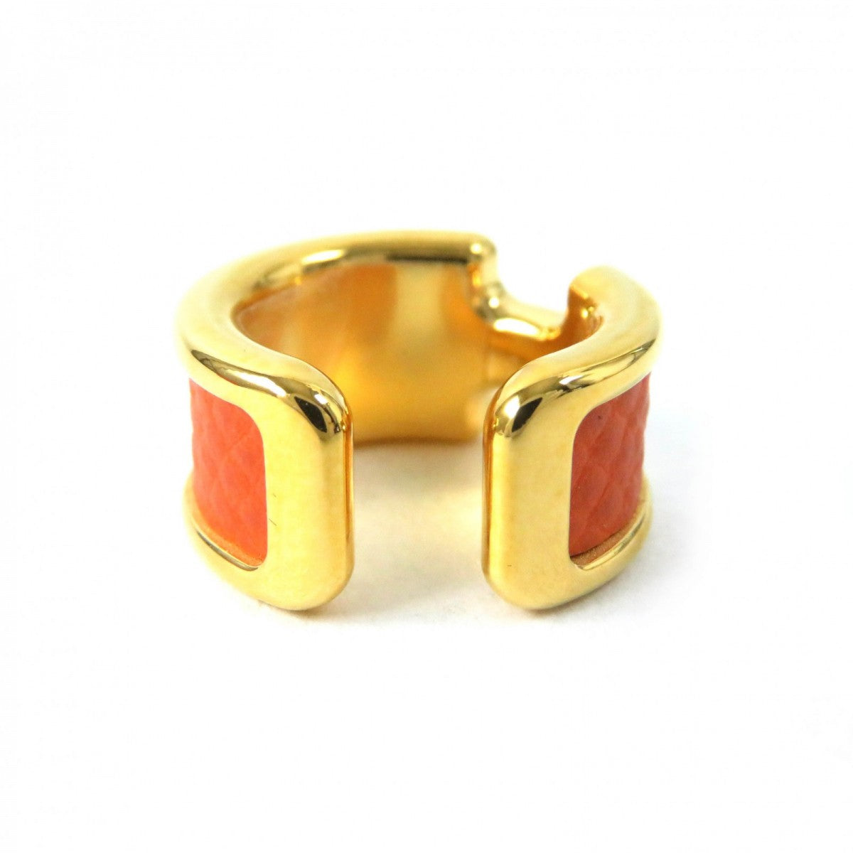 HERMES Earring Epsom Orange gold Olympe PM ear cuff Women Used