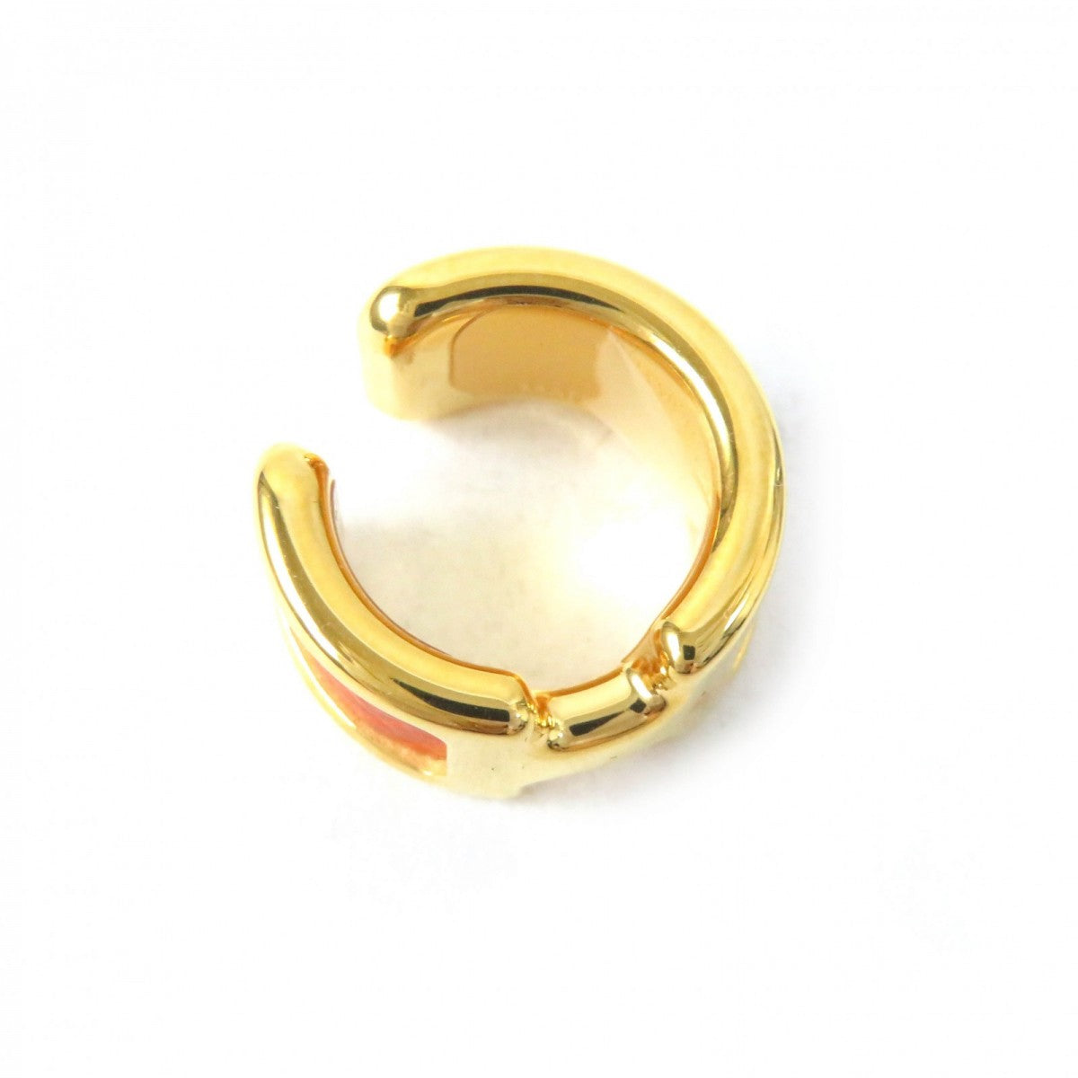 HERMES Earring Epsom Orange gold Olympe PM ear cuff Women Used