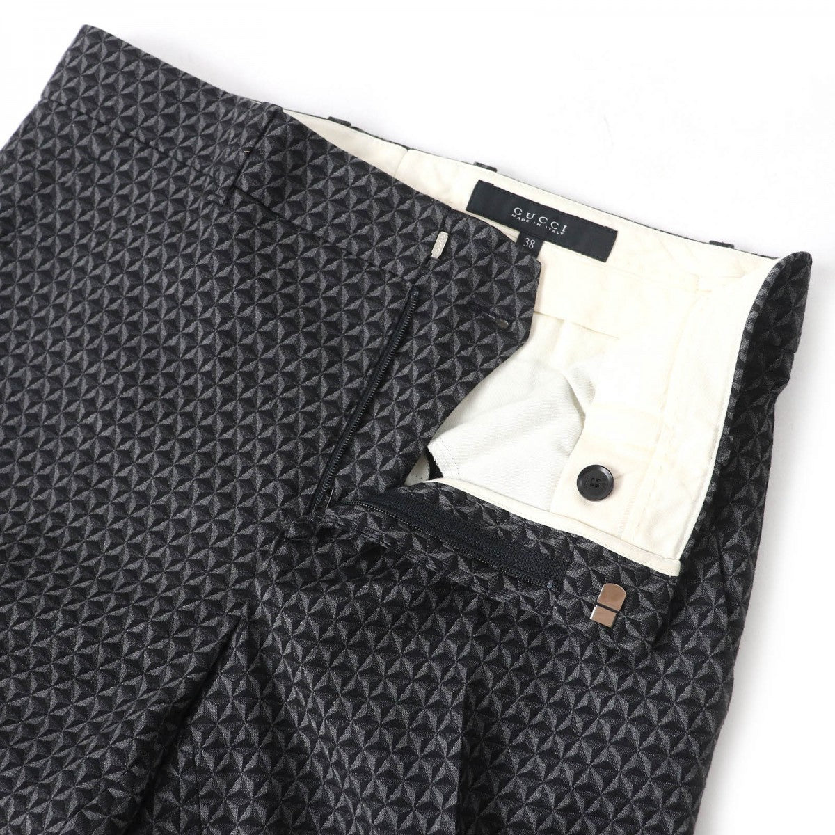 GUCCI Pants 367794 Outer: 55% wool, Outer: 44% rayon, Outer: 1% polyurethane, Lining: 67% rayon, Lining: 33% polyester Black Grey Women 38 Used