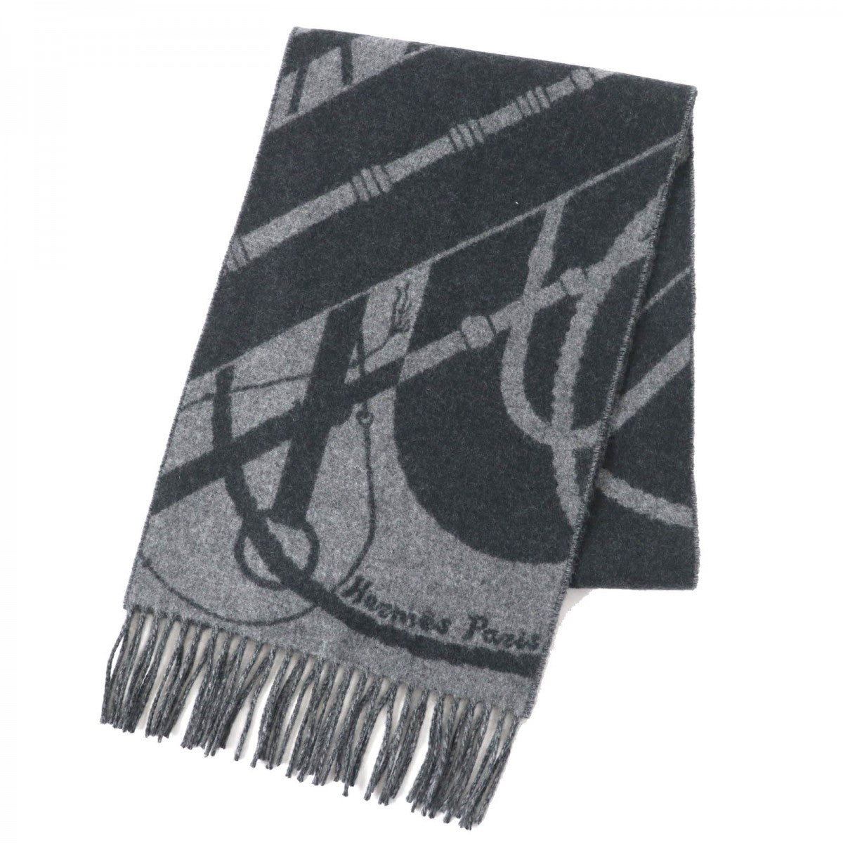 HERMES Scarf Main: 100% cashmere Anthracite/Gris Cine Click crack mens Used