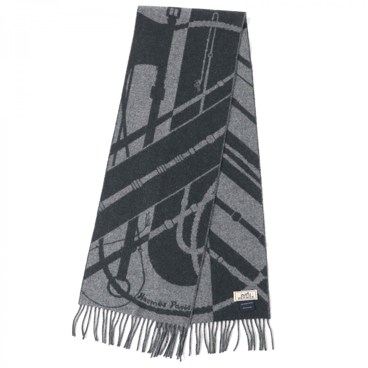 HERMES Scarf Main: 100% cashmere Anthracite/Gris Cine Click crack mens Used