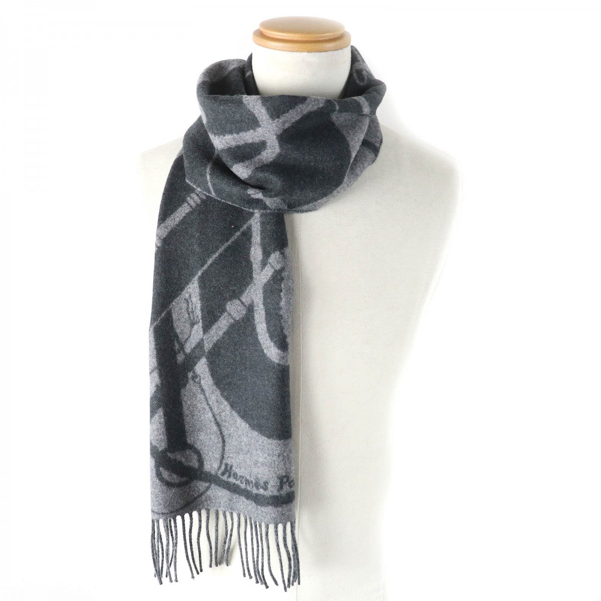 HERMES Scarf Main: 100% cashmere Anthracite/Gris Cine Click crack mens Used