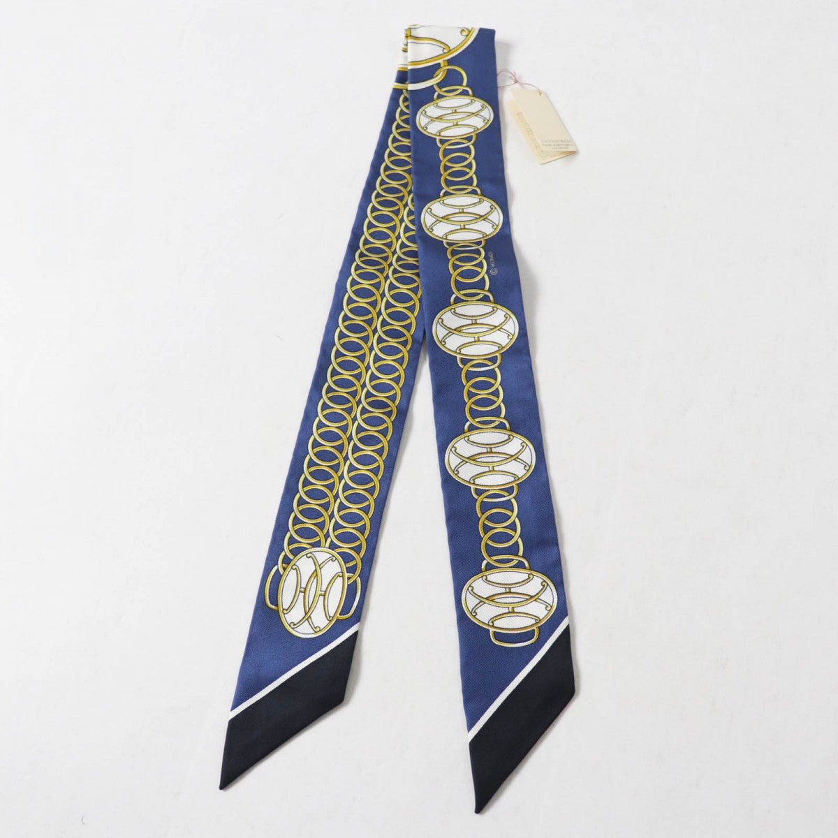 HERMES scarf Main: 100% silk Marine/Black/Gold Twilly Lift Profile Lift Profile Women Used