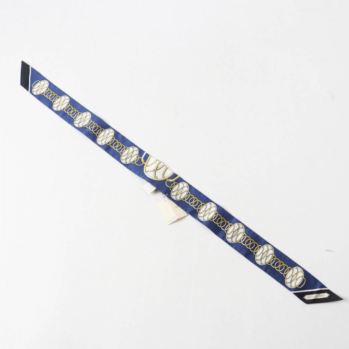 HERMES scarf Main: 100% silk Marine/Black/Gold Twilly Lift Profile Lift Profile Women Used