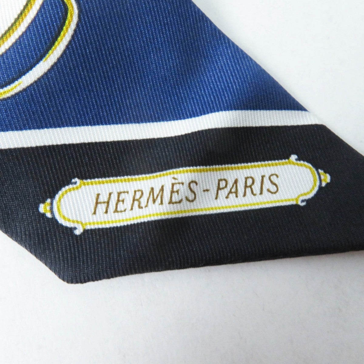 HERMES scarf Main: 100% silk Marine/Black/Gold Twilly Lift Profile Lift Profile Women Used