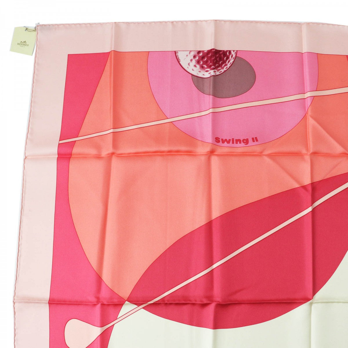 HERMES scarf Main: 100% silk ROSE PALE FRAMBOISE IVOIRE Carre90 SWING 2 Women Used
