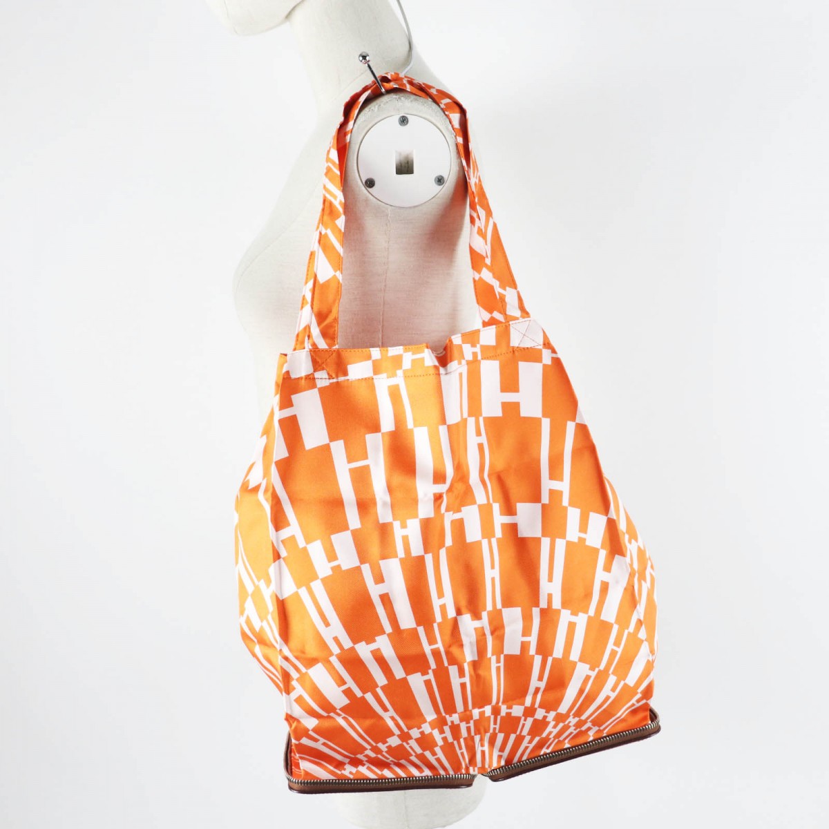 HERMES Eco bag Main: Buffle Skipper, Main: Silk Brown orange Silky pop Women Used