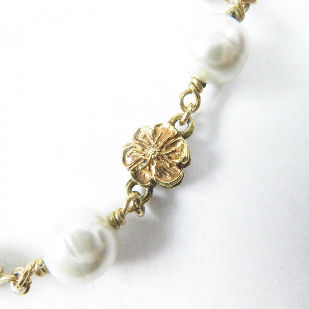 GUCCI bracelet 664352 Metal, Glass Pearl gold Flower and Pearl Interlocking G logo Women Used