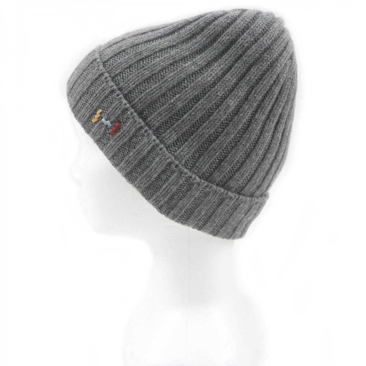 HERMES Knit cap Main: 80% cashmere, Main: 20% silk, Part: sheep leather gray mens M Used