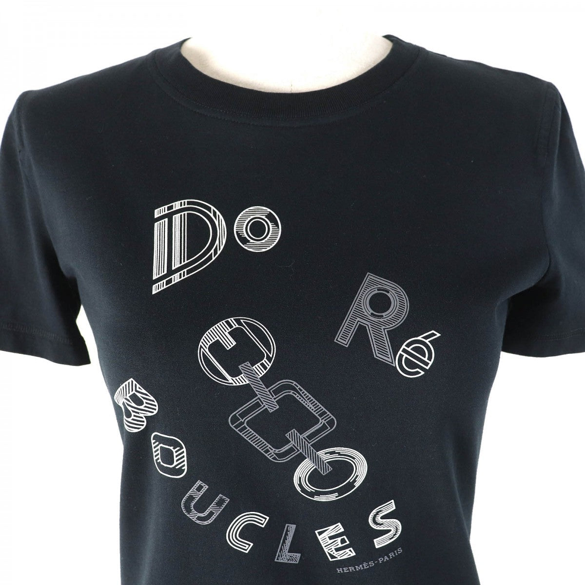 HERMES Short sleeve T-shirt 3H4611DL cotton black Do Re Boucles 34
