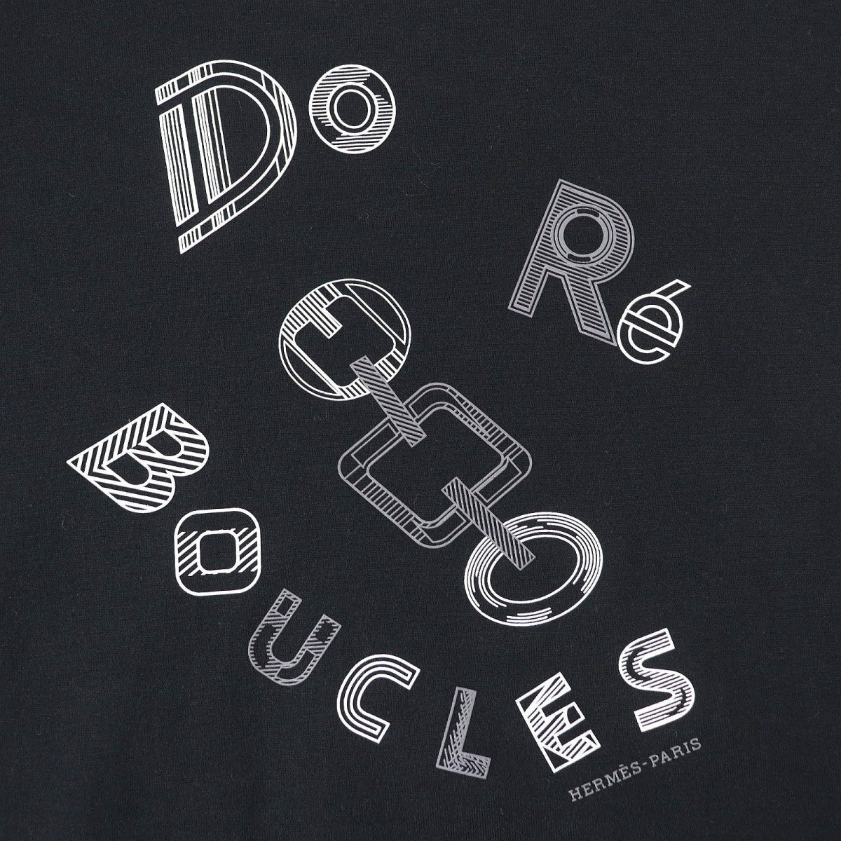 HERMES Short sleeve T-shirt 3H4611DL cotton black Do Re Boucles 34