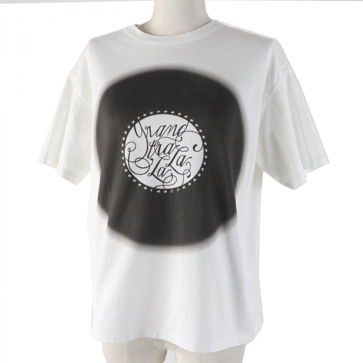 HERMES Short sleeve T-shirt 2E4618DU cotton White black Grand Tralala 38