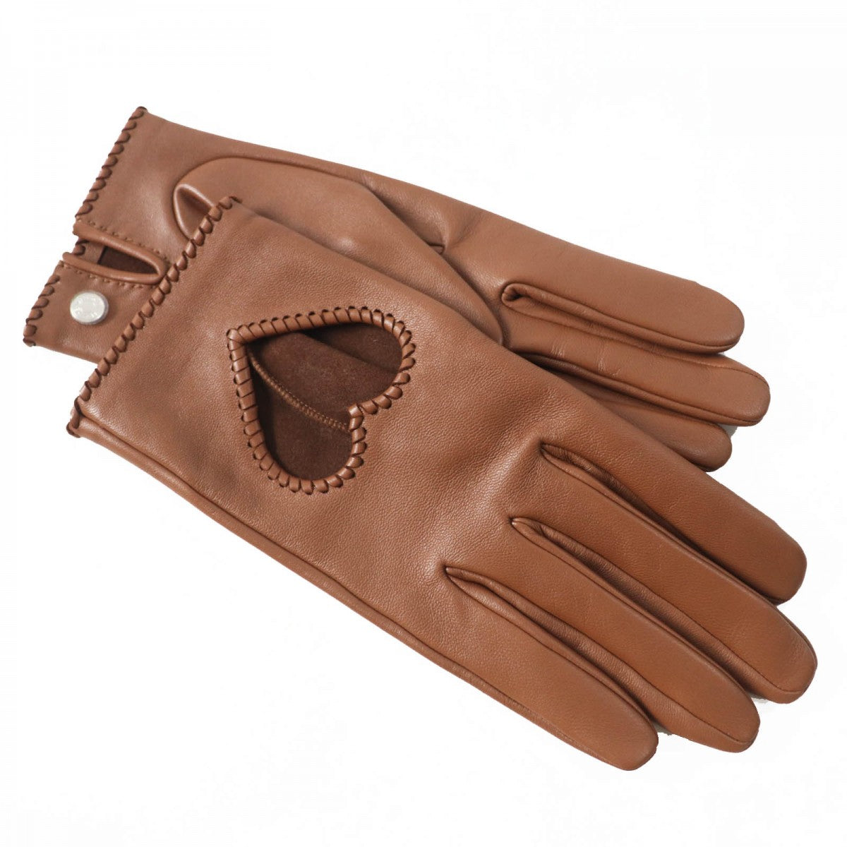 HERMES gloves Lamb leather Brown Crude cell 7
