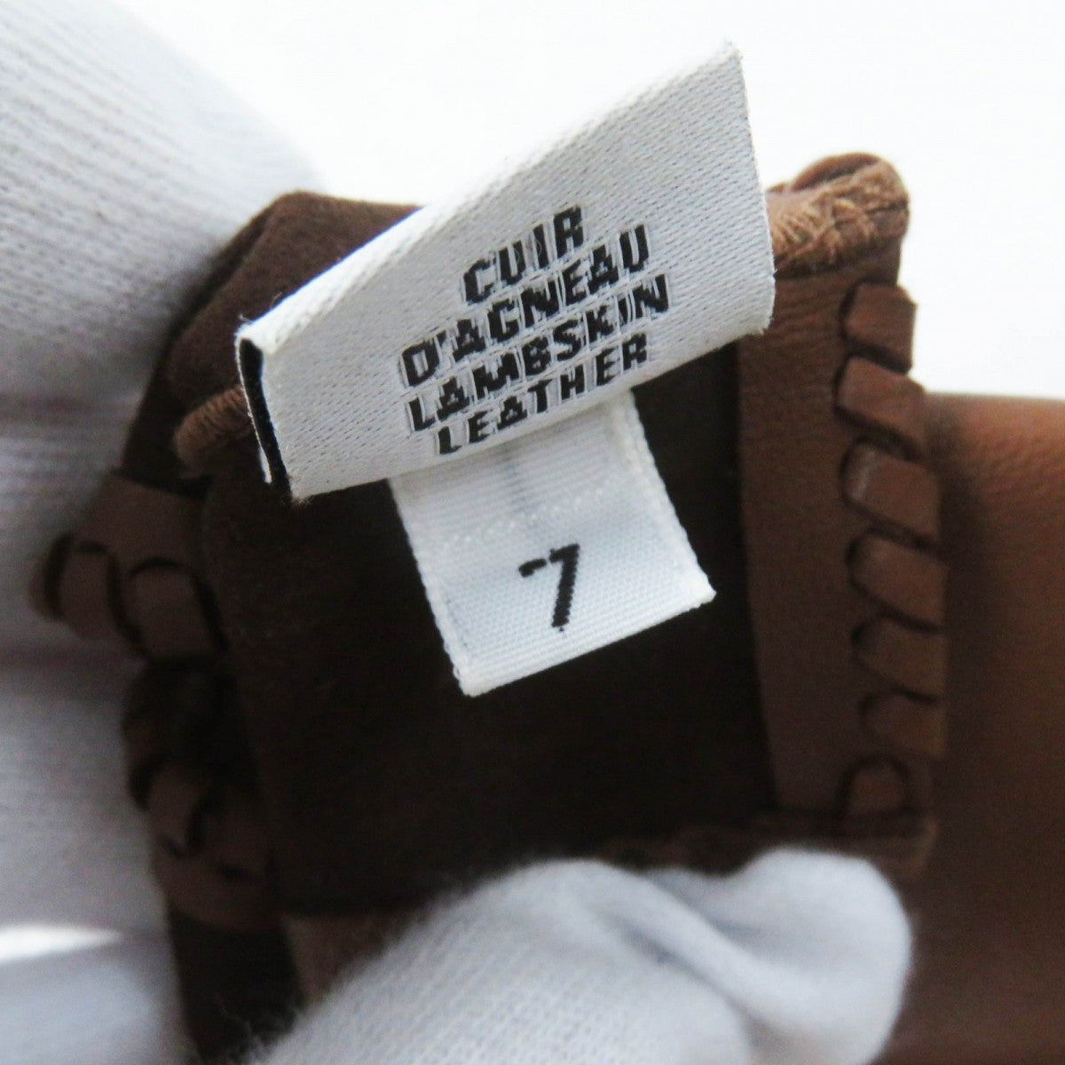HERMES gloves Lamb leather Brown Crude cell 7