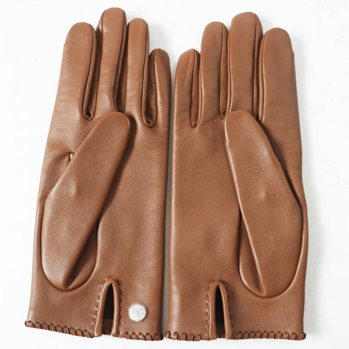 HERMES gloves Lamb leather Brown Crude cell 7