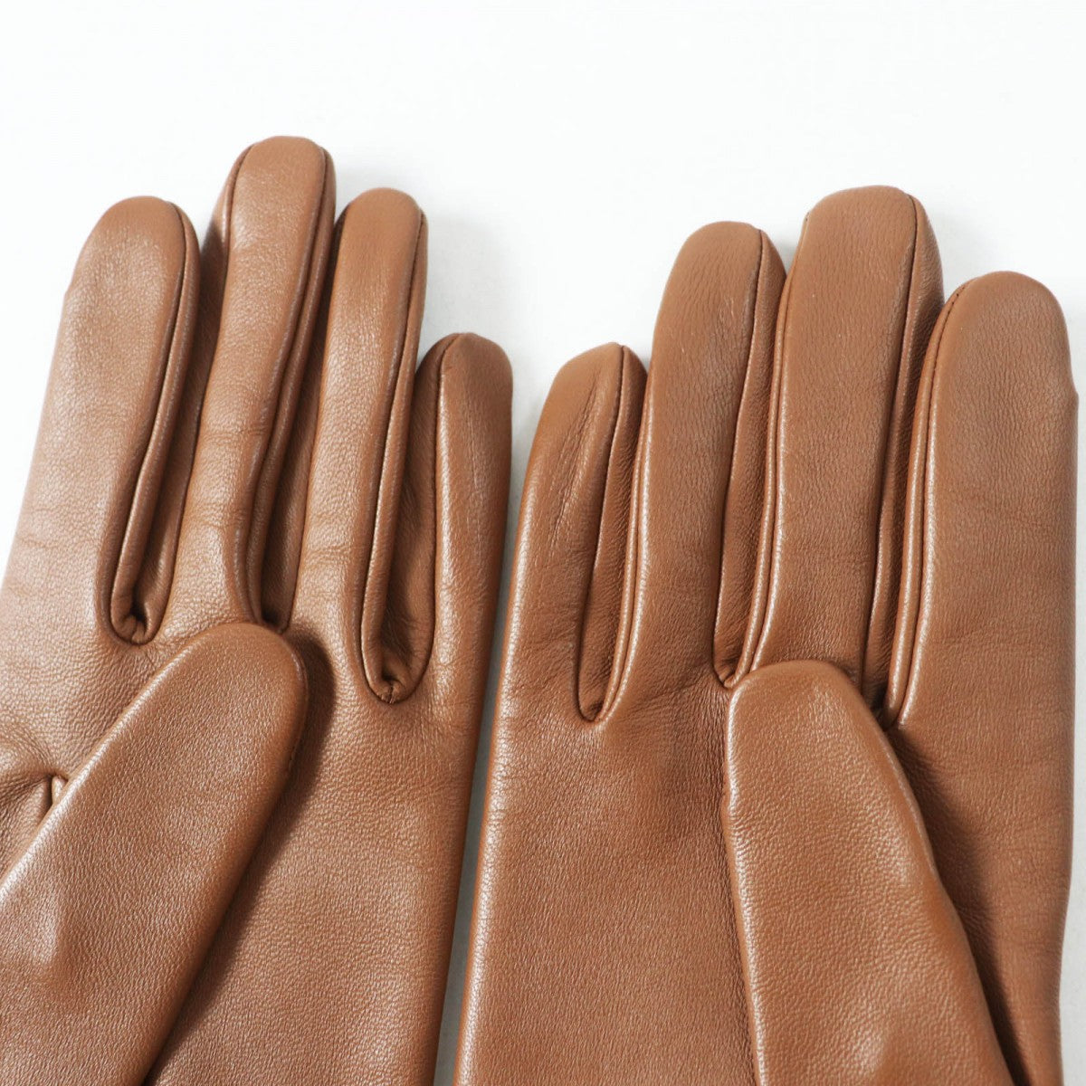 HERMES gloves Lamb leather Brown Crude cell 7