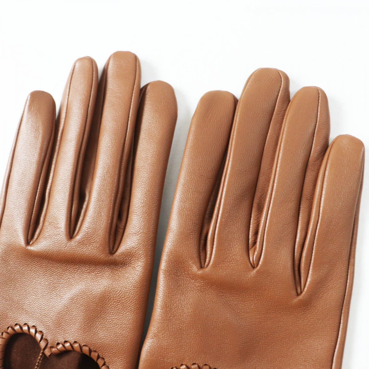HERMES gloves Lamb leather Brown Crude cell 7