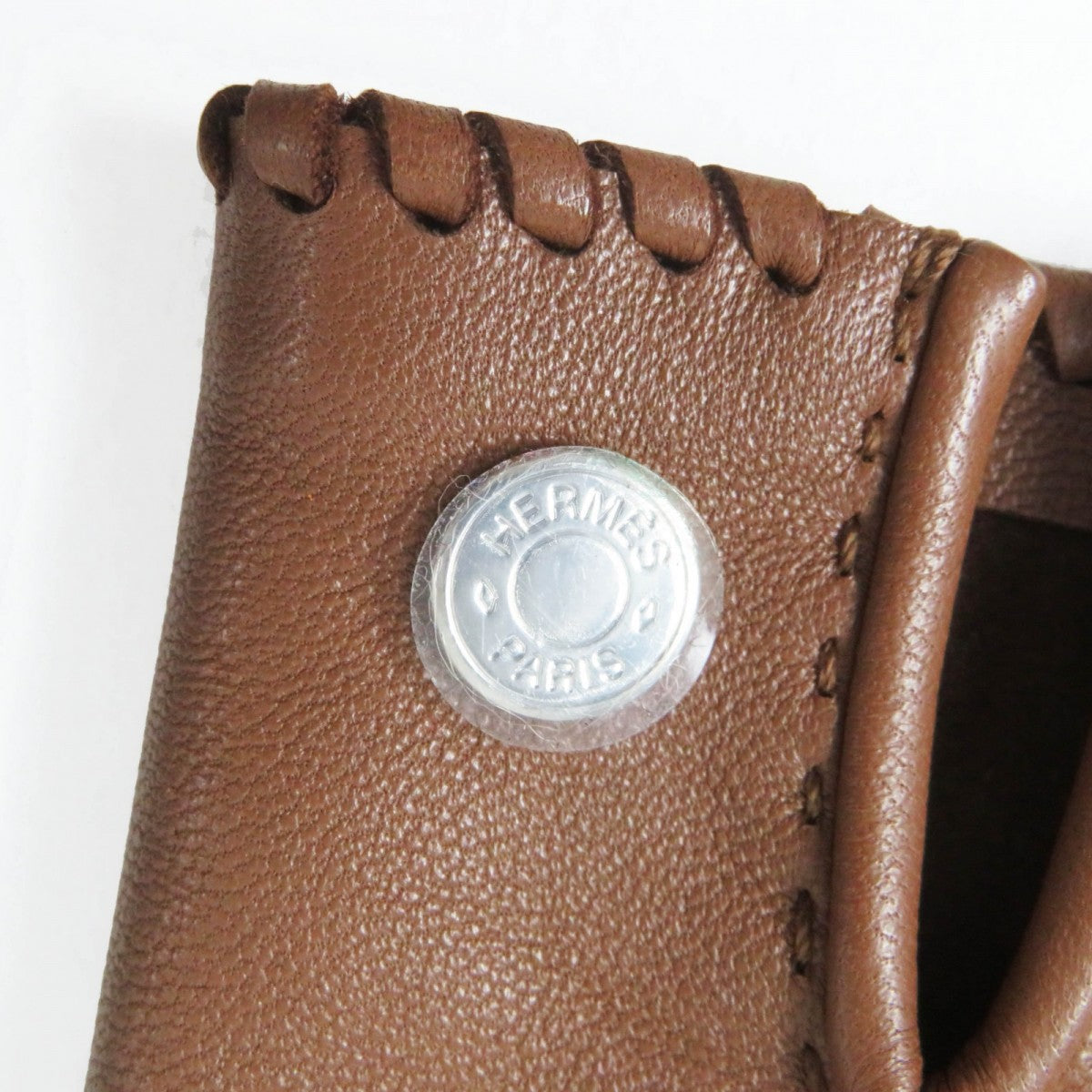 HERMES gloves Lamb leather Brown Crude cell 7