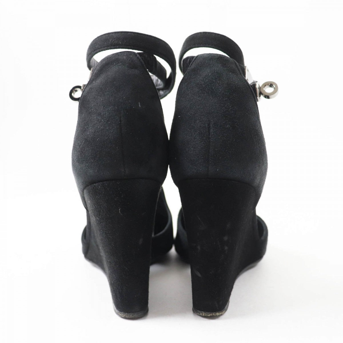 HERMES pumps Suede leather black Baby 90