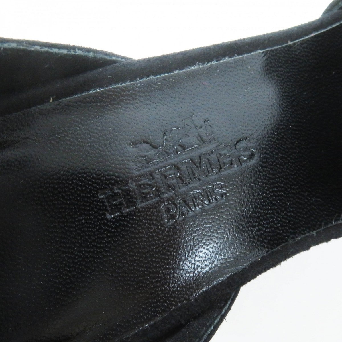 HERMES pumps Suede leather black Baby 90