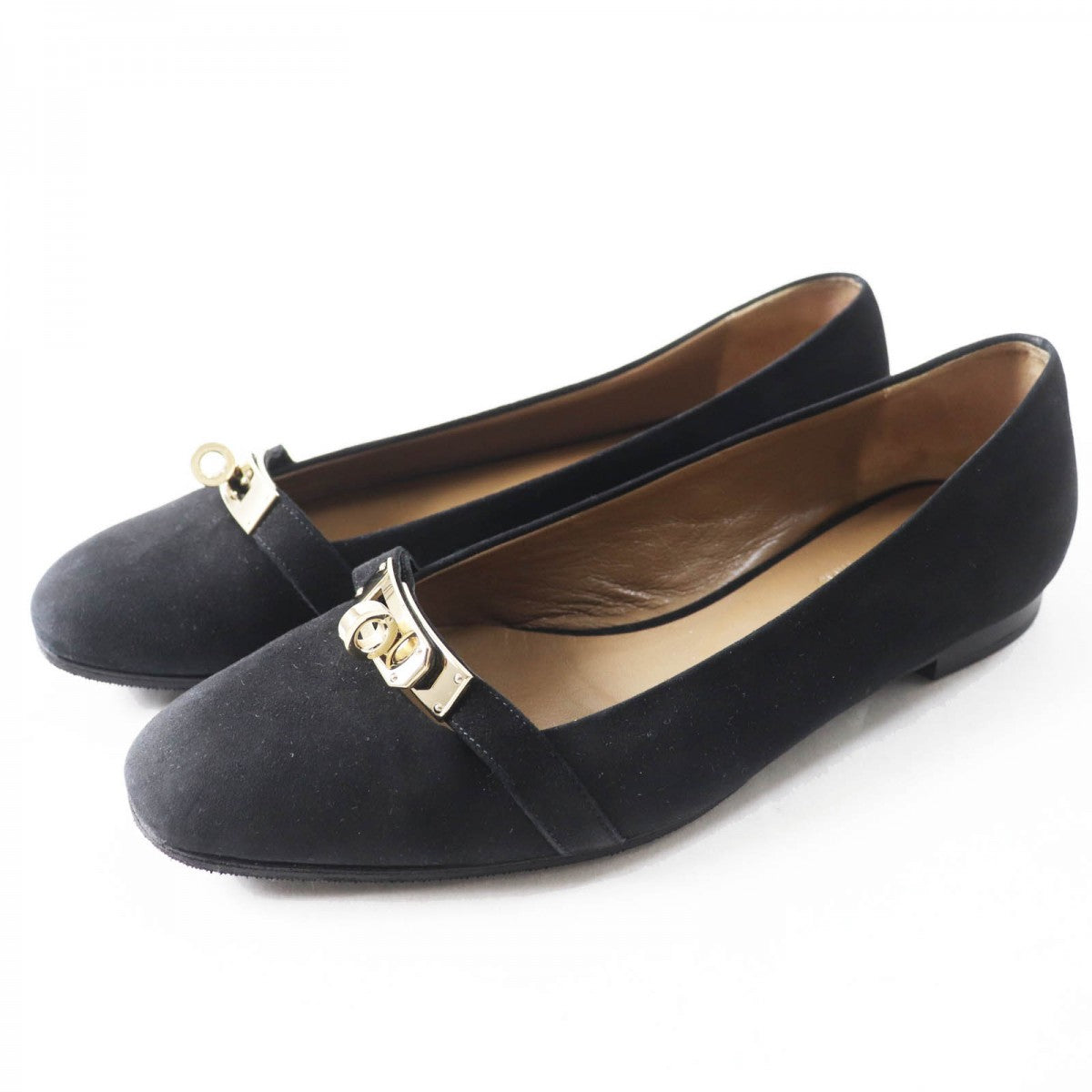 HERMES pumps 36H 202101Z Suede leather black bilbao 36.5