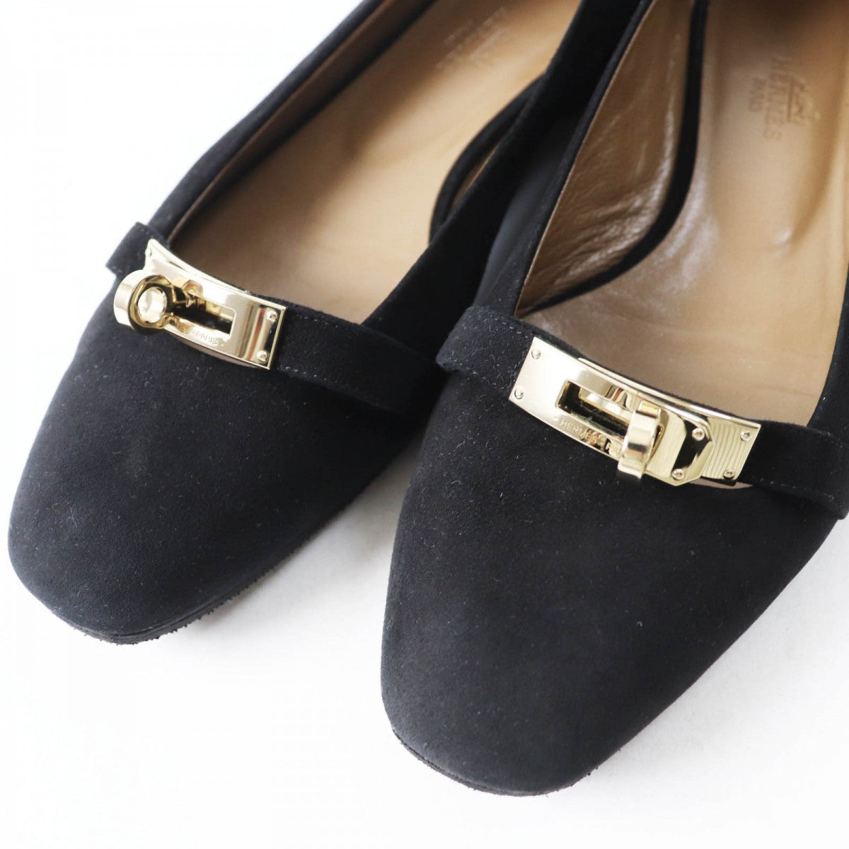 HERMES pumps 36H 202101Z Suede leather black bilbao 36.5