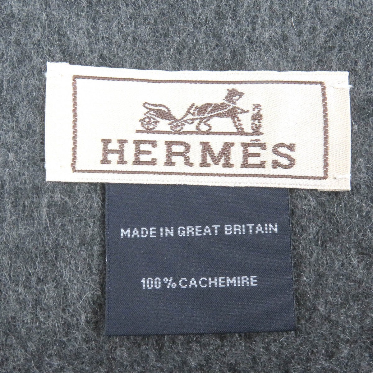 HERMES Scarf H393800T cashmere Black Grey Recto Verso