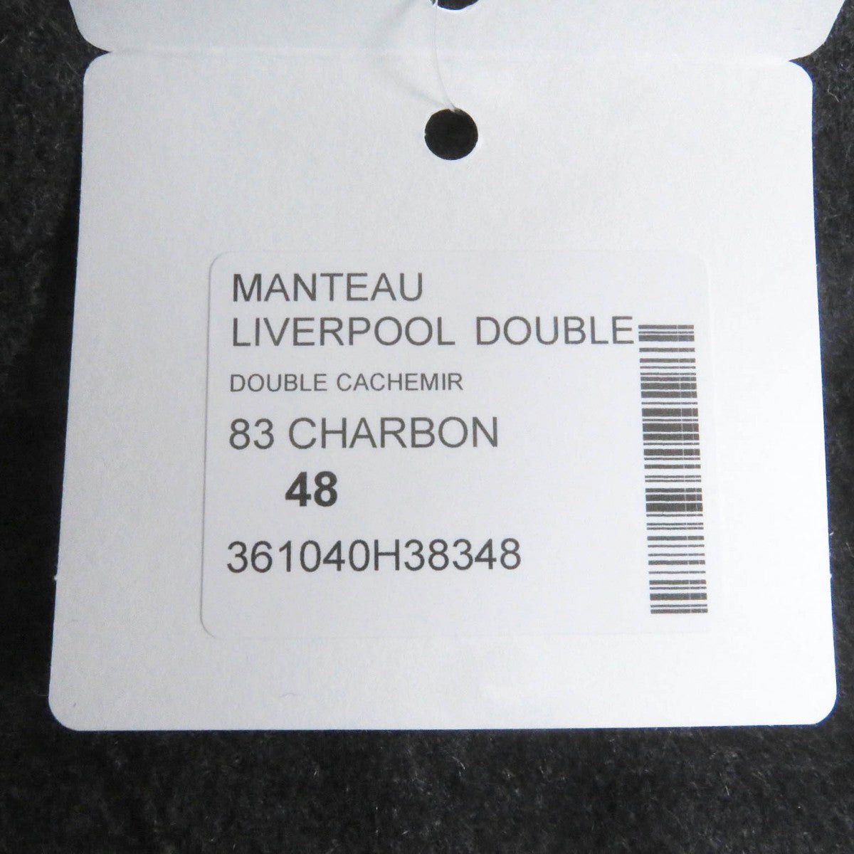 HERMES coat cashmere Charbon MANTEAU LIVERPOOL DOUBLE 48