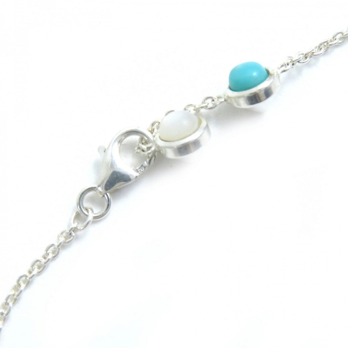 GUCCI Necklace 527399 J8474 8517 Main: SV925, Turquoise Stone, Blue Topaz Silver GG icon Double G Mother of Pearl Women Used