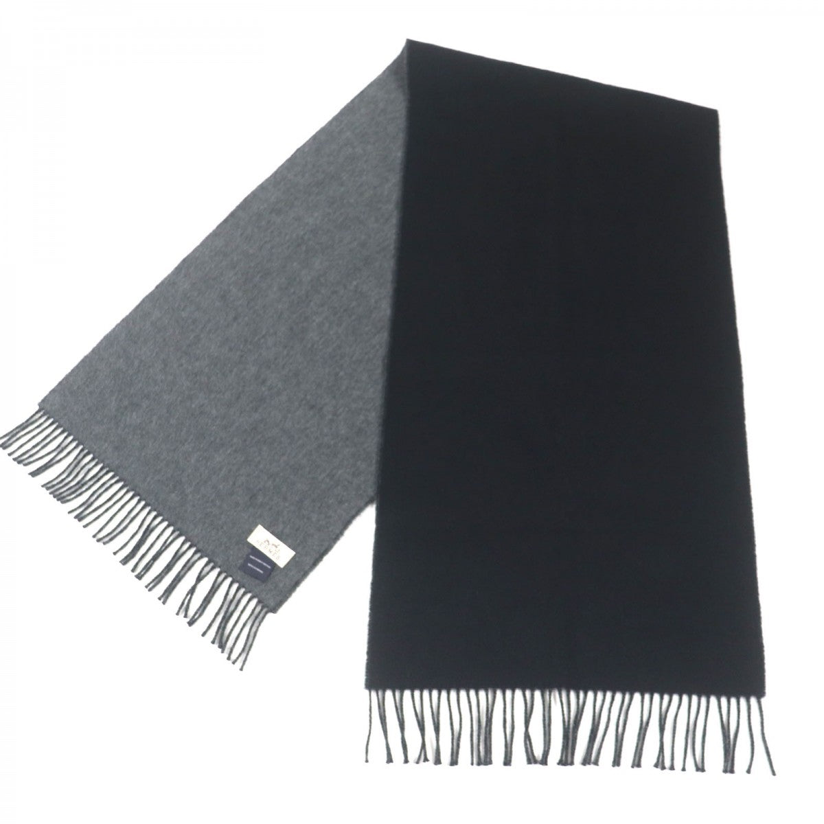 HERMES Scarf Main: 100% cashmere Black Grey mens Used