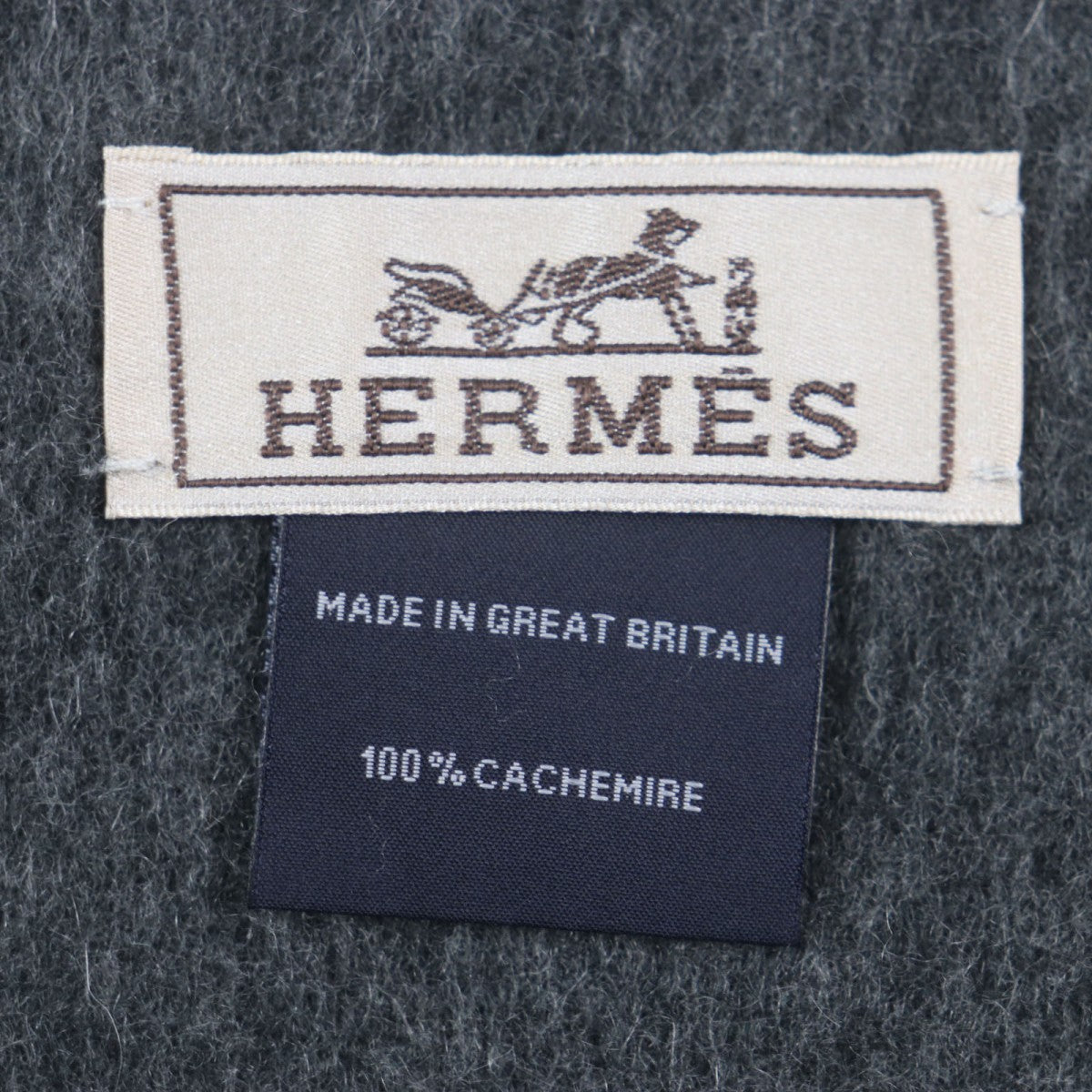HERMES Scarf Main: 100% cashmere Black Grey mens Used