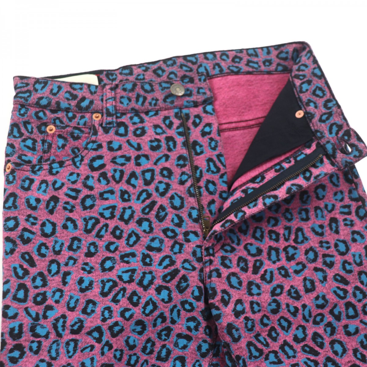 GUCCI skinny pants 548271 Main: 98% cotton, Main: 2% polyurethane, Part: Cowhide Pink blue mens 28 Used