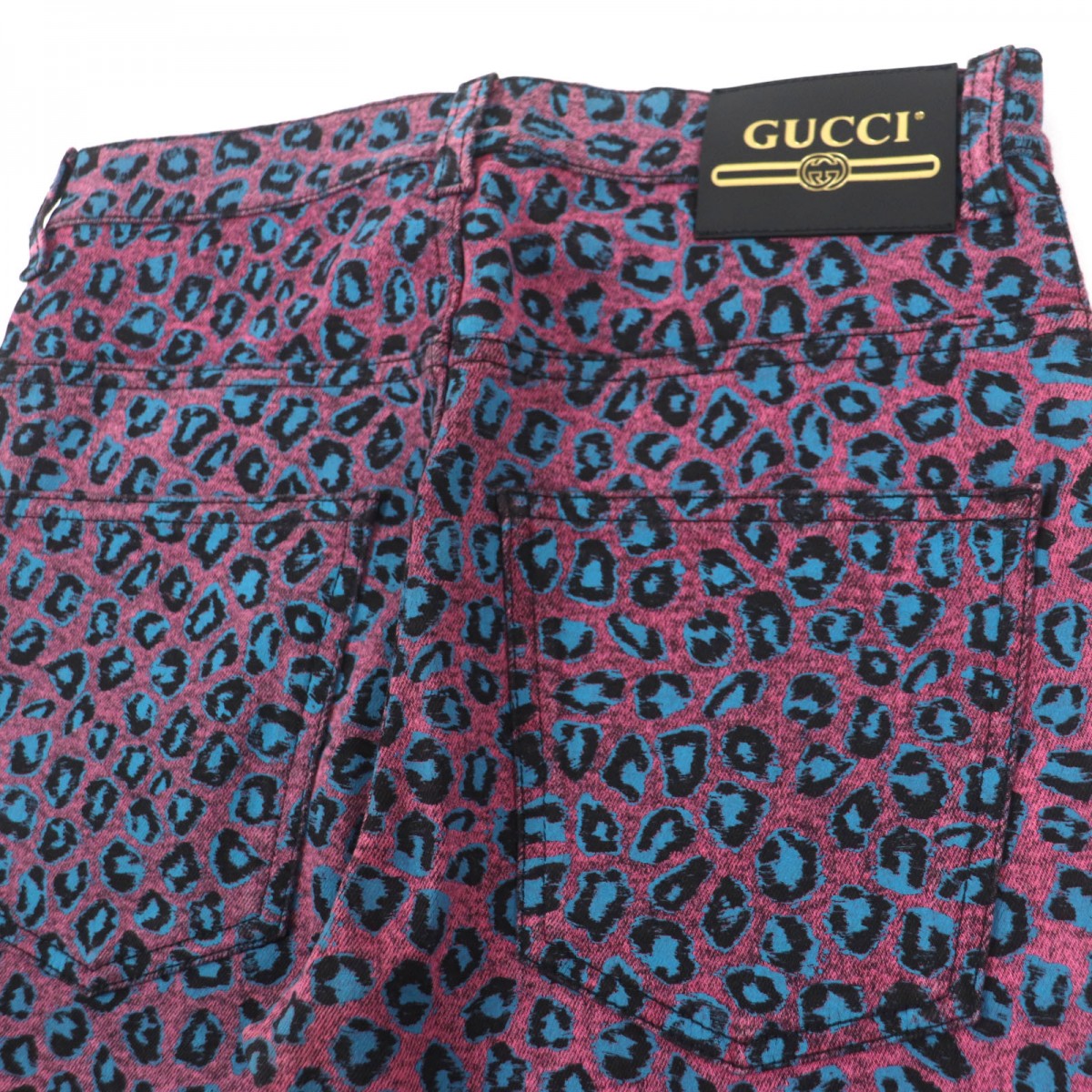 GUCCI skinny pants 548271 Main: 98% cotton, Main: 2% polyurethane, Part: Cowhide Pink blue mens 28 Used