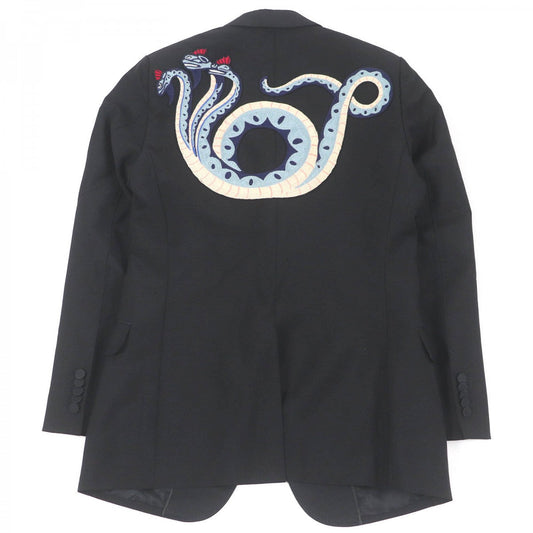GUCCI tailored jacket 457776 Outer: 60% mohair, Outer: 40% wool, Lining: 68% rayon, Lining: 32% silk, Sleeve lining: 100% rayon black DIY mens 46 Used